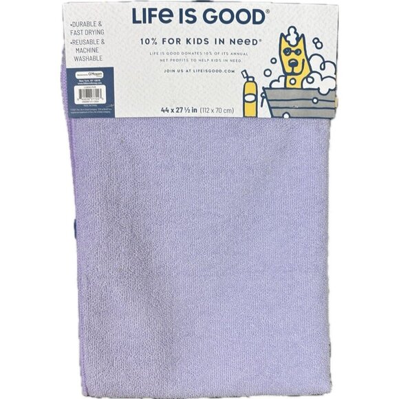 Life Is Good Lilac Daisy Flower Patch Microfiber Finished Edges Pet Drying Towel - Picture 3 of 3